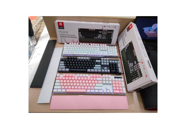 Bàn Phím cơ gaming SPARTAN TC-3218 Trắng Xanh Blue Switch